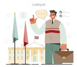 graphic of male lobbyist holding briefcase